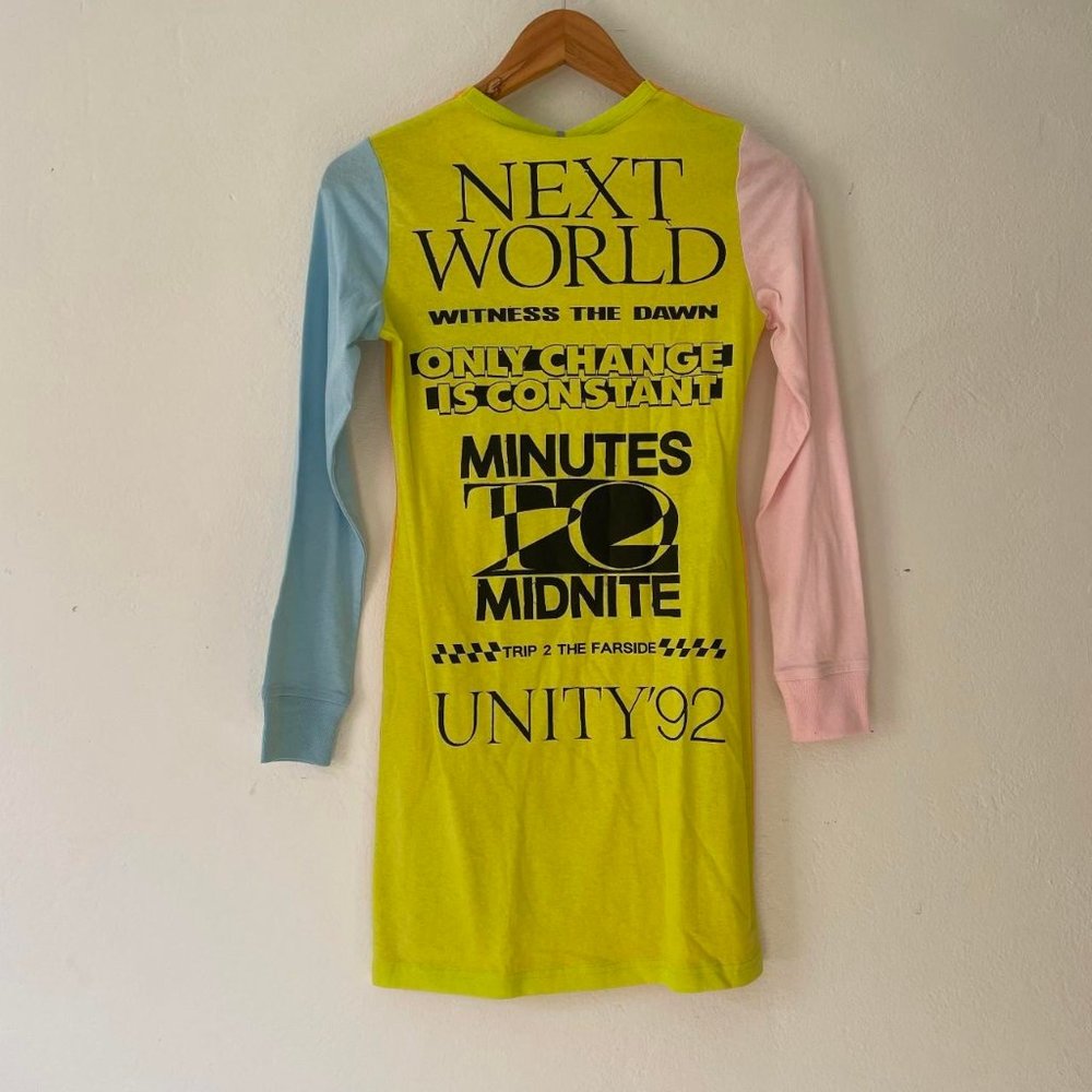 MCQ Alexander McQueen Genesis II Designer Jersey Colourblock Mini Dress Women XS - Picture 3 of 8